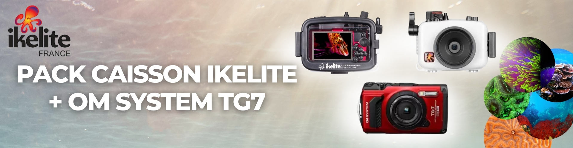 Pack caisson IKELITE + appareil photo OM SYSTEM TG7 